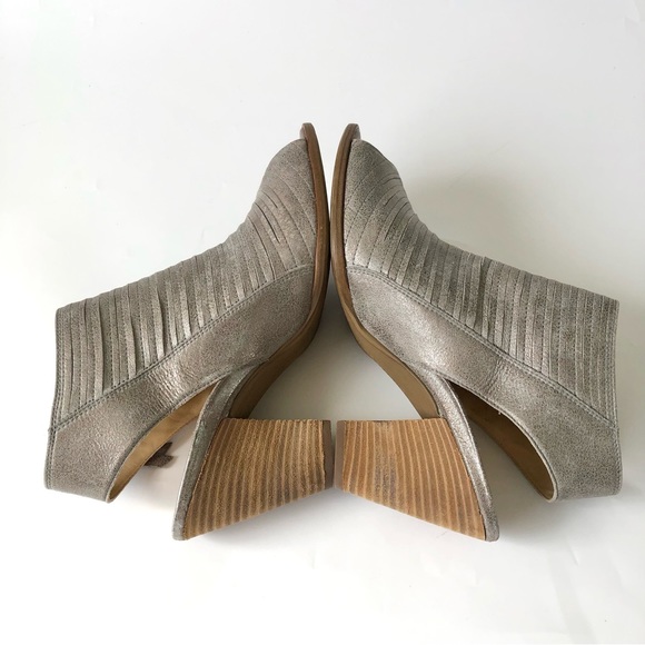 Paul Green Cayanne Metallic Smoke Leather Sliced Peep Toe Booties - Picture 5 of 9